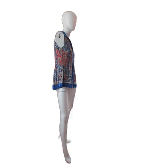 🧵 Sleeveless Button-Down Blouse - Boho Paisley Print - Picture 4 of 6